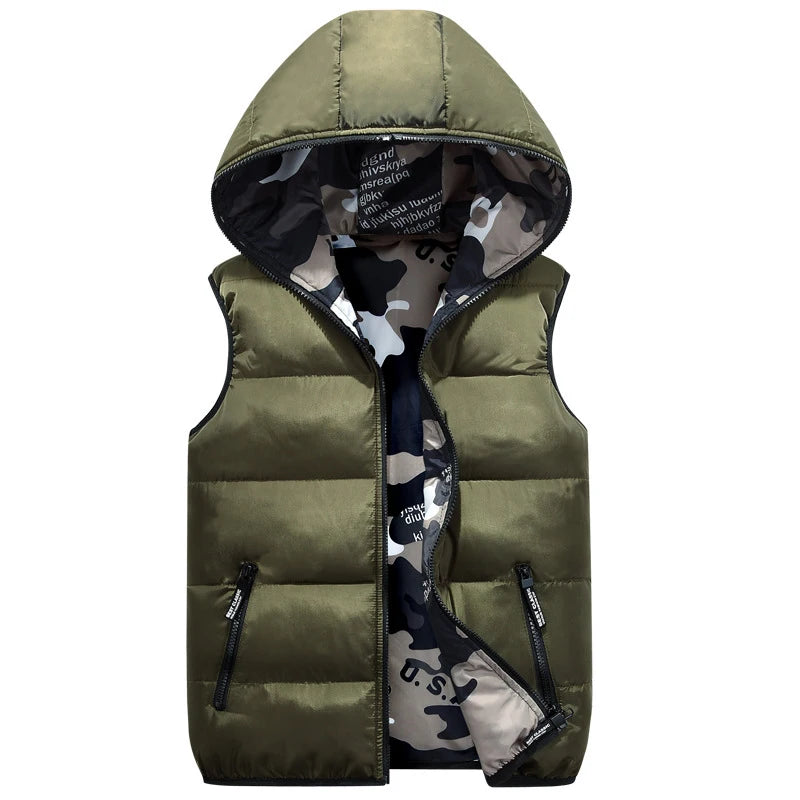 DIMUSI Men’s Winter Hooded Vest – Reversible, Thick & Stylishly Warm