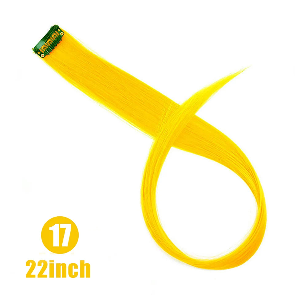 Extension capillaire synthétique Lupu, mèches arc-en-ciel, une seule pièce, épingle à cheveux, cheveux longs et raides, pour faux cheveux