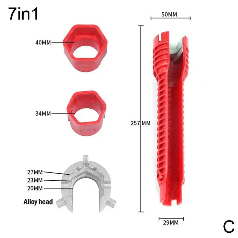 Herramientas de fontanería, llave multifunción 8 en 1, llave de grifo de lavabo inglesa, juego de llaves, reparación antideslizante de cocina, tubo multi-llave, herramientas manuales