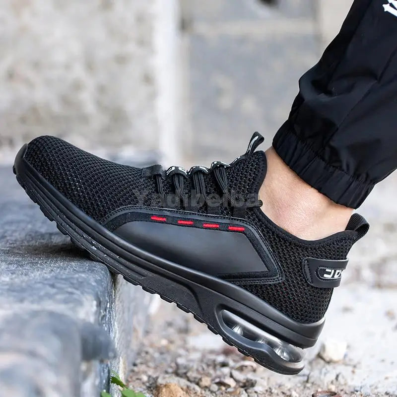 Zapatos de trabajo transpirables con puntera de acero, botas de seguridad ligeras, zapatos de trabajo de seguridad para hombres y mujeres, zapatillas de trabajo de seguridad.