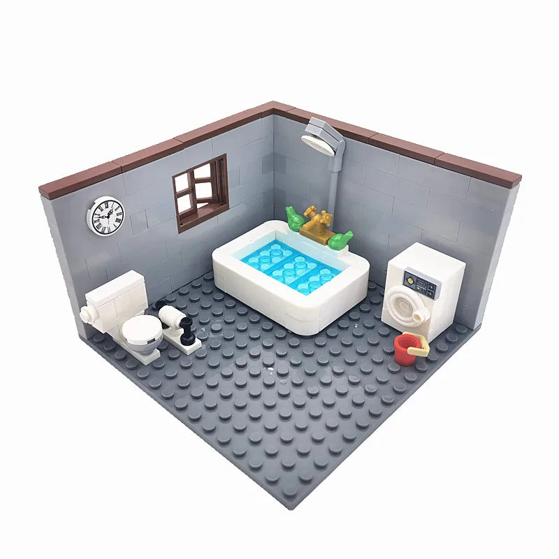 Juguetes de bloques de construcción para niños y niñas, regalos de bricolaje, ladrillos MOC, modelo de muebles para dormitorio y sala de estar