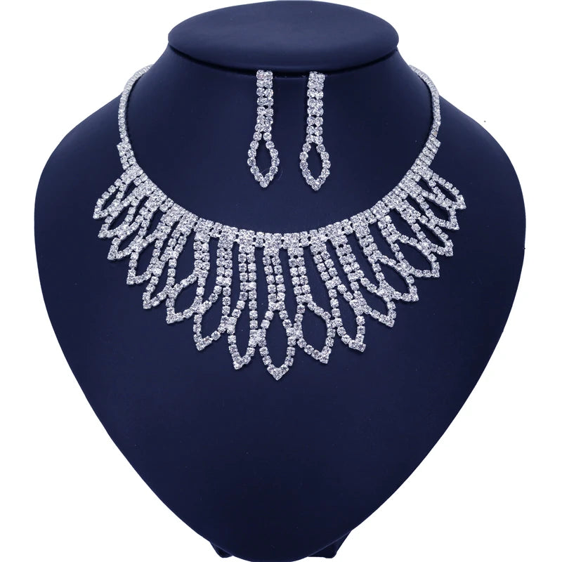 Juego de joyas de cristal con diamantes de imitación – Lujoso, brillante y perfecto para novias