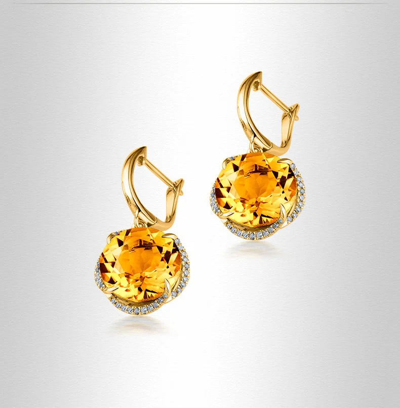 JoiasHome Conjuntos de joyas con dijes para mujer, moda, anillo de cristal amarillo, pendientes, collar, fiesta femenina, joyería de plata 925 al por mayor