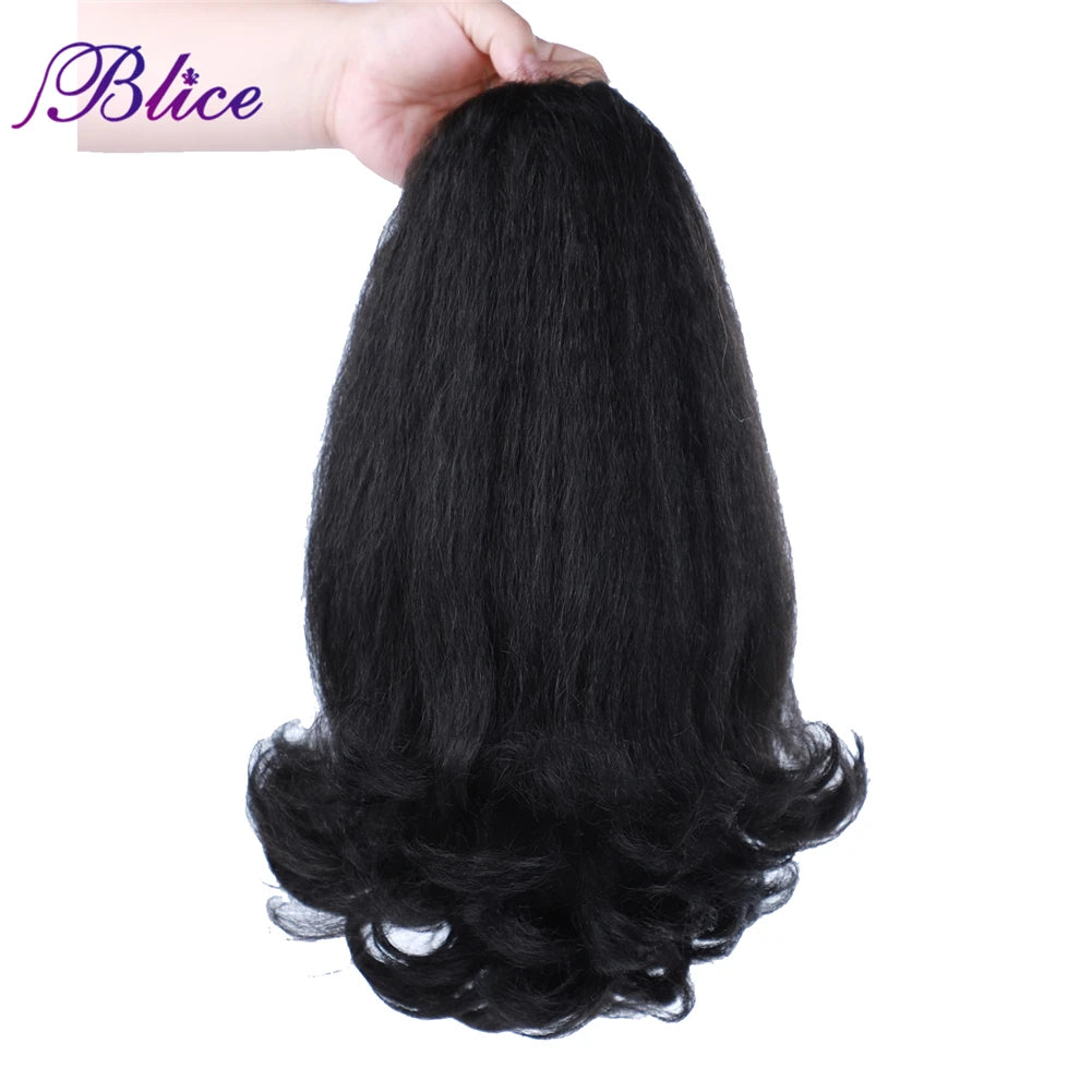 Blice Synthetic Drawstring Ponytail Hair Pieces Ponytail Kinky Straight Hair Extensions Kanekalon Hair With Combs Warp Ponytail
