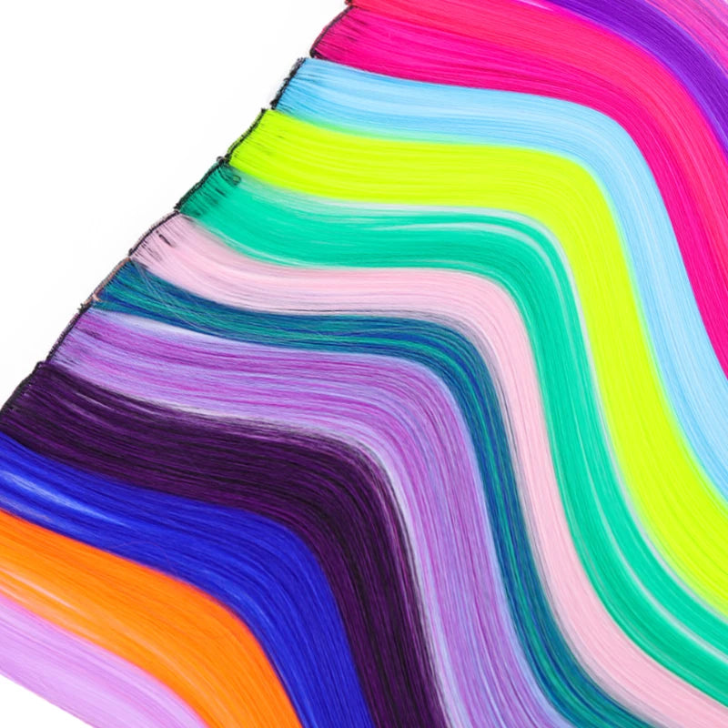 Allaosify Syntetisk Hårforlengelse Lang Rett Klipp I Hår Falske Parykker Klipp I Ett Stykke Rosa Svart Falsk Hårforlengelse