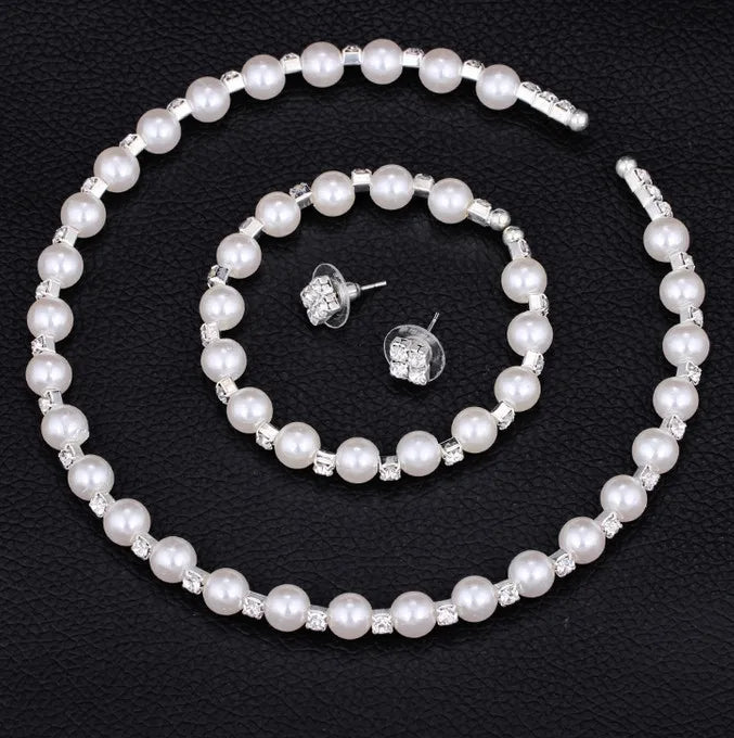 Juego de joyas de novia de perlas y cristales – Elegante, atemporal y con gracia chic