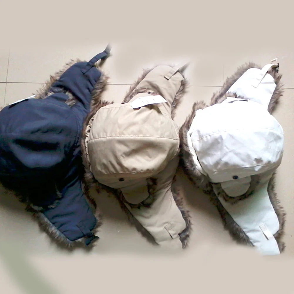 Mens Women Unisex Warm Trapper Aviator Trooper Earflap Winter Flaps Ski Hat New Hats Russian Ski Hat Faux Fur Hats