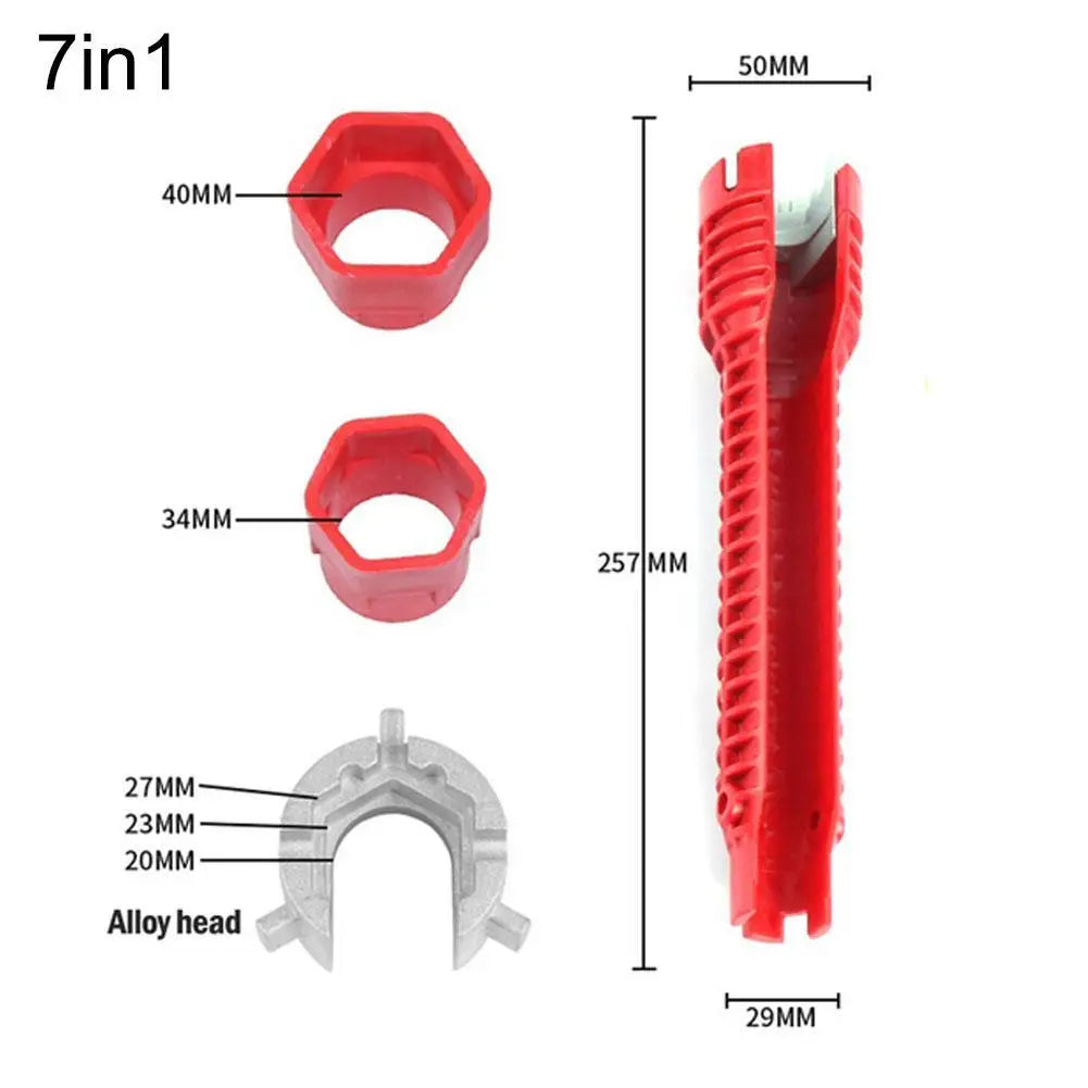 Herramientas de fontanería, llave multifunción 8 en 1, llave de grifo de lavabo inglesa, juego de llaves, reparación antideslizante de cocina, tubo multi-llave, herramientas manuales