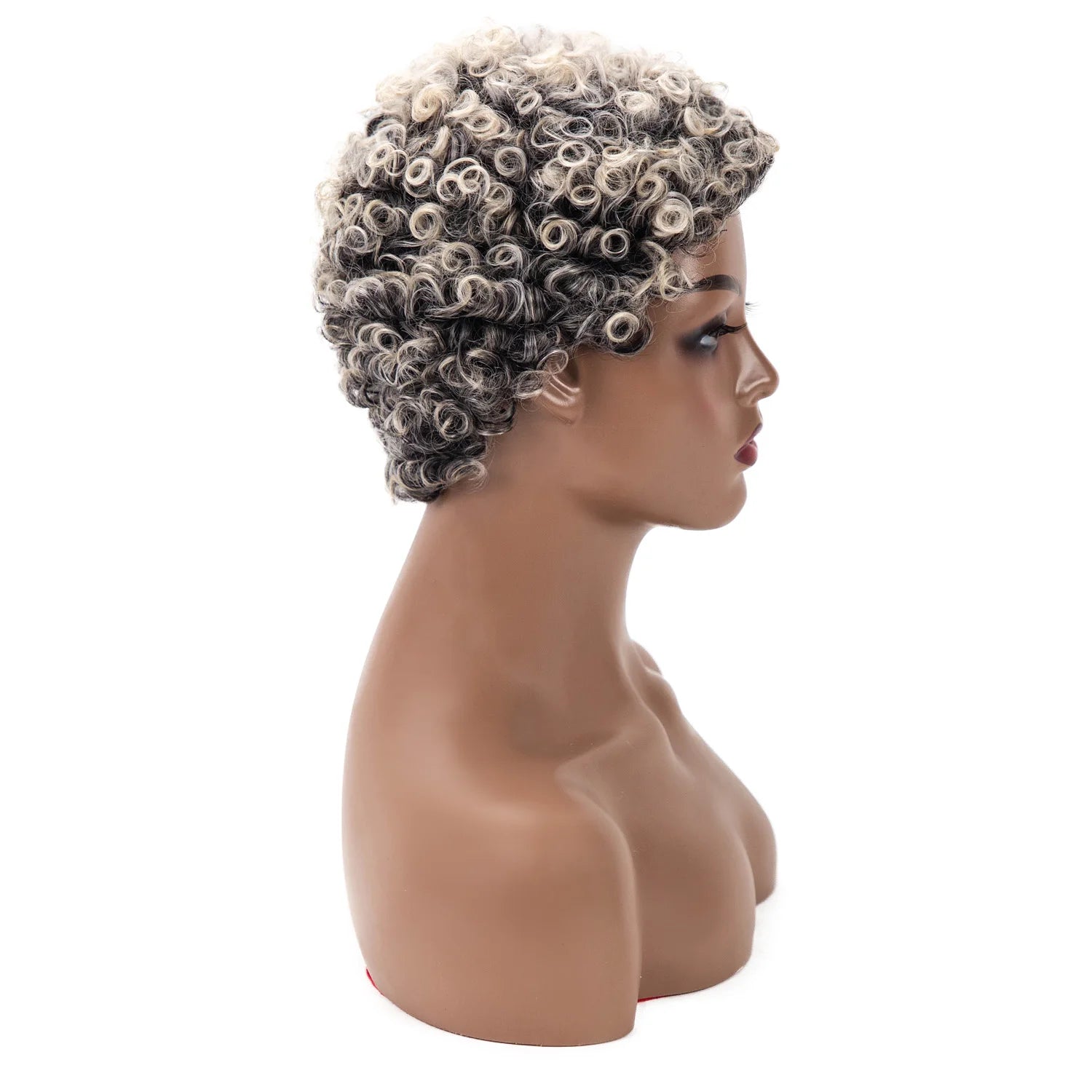 Synthetic Wig Short Afro Curly Ombre Grey Wigs for Women Gray Mixed White Kinky Curly Wig Natural Looking Pixie Cut Cosplay Wig