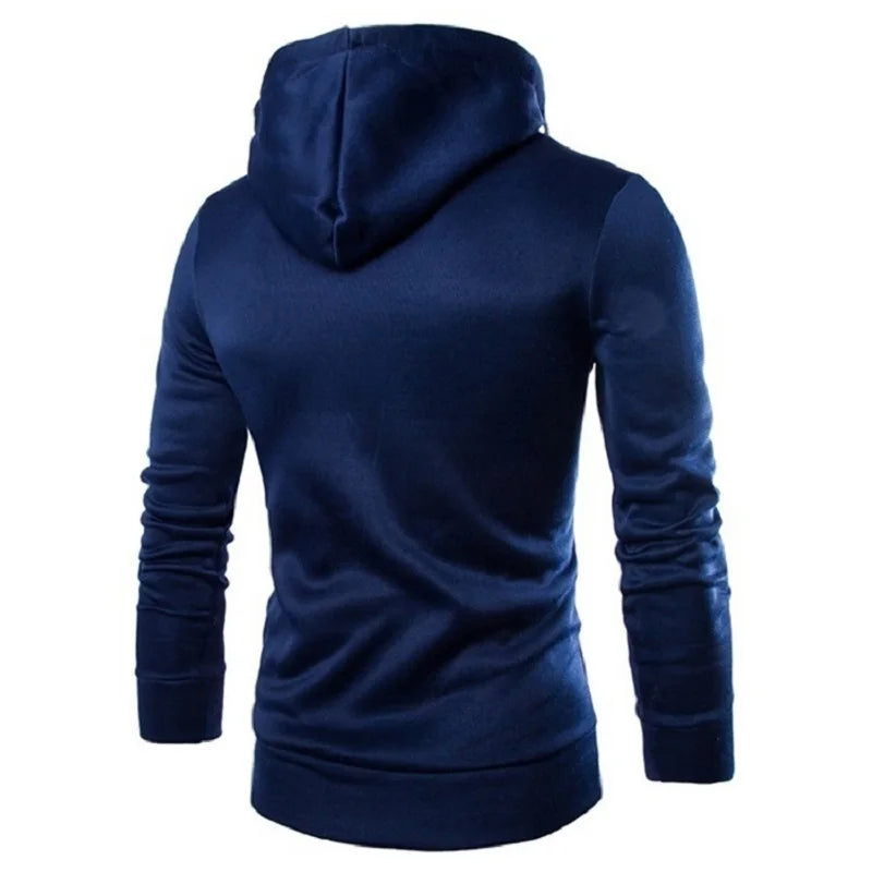 Sudadera con capucha de manga larga para hombre, sudadera con cremallera y capucha, cuello alto, top, chaqueta, abrigo, suéter negro