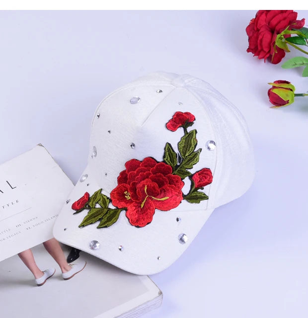 Gorra de béisbol de moda con estampado de rosas para hombre y mujer, gorras de primavera y verano, gorras de sol para mujer, gorra Snapback lisa, gorra de béisbol informal para fotos callejeras
