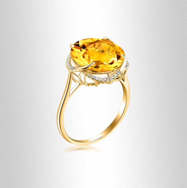 JoiasHome Conjuntos de joyas con dijes para mujer, moda, anillo de cristal amarillo, pendientes, collar, fiesta femenina, joyería de plata 925 al por mayor