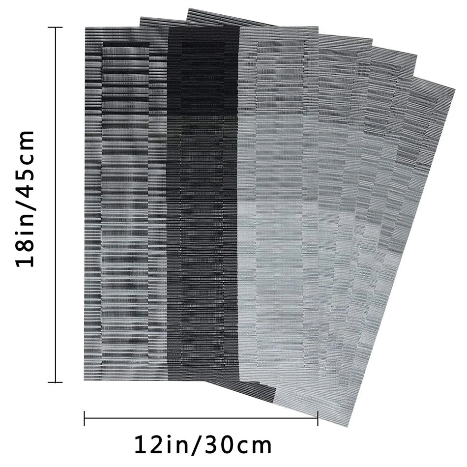 Placemats for Dining Table PVC Bamboo Pattern Table Mats Multiple Colors Non-Slip Heat Resistant Washable Easy to Clean