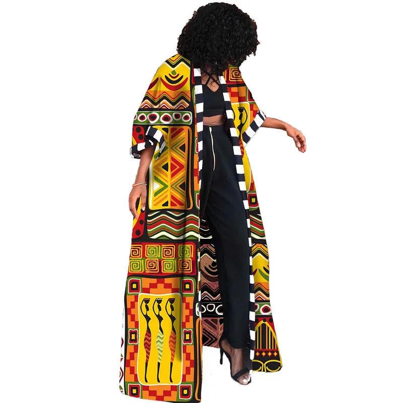 Africa Clothes for Women Dashiki Autumn Winter African Women Printing Long Shirt Cardigan Coat Dress African Dresses Women