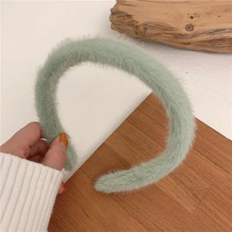 Warm Imitate Rabbit fur Headband For Women Thicken Plush Wide Hair Hoop Sweet Hair Bands For Girls Bezel New Hair Accessories