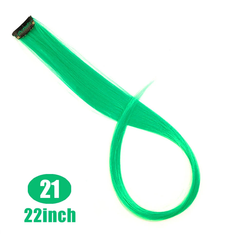 Extension capillaire synthétique Lupu, mèches arc-en-ciel, une seule pièce, épingle à cheveux, cheveux longs et raides, pour faux cheveux