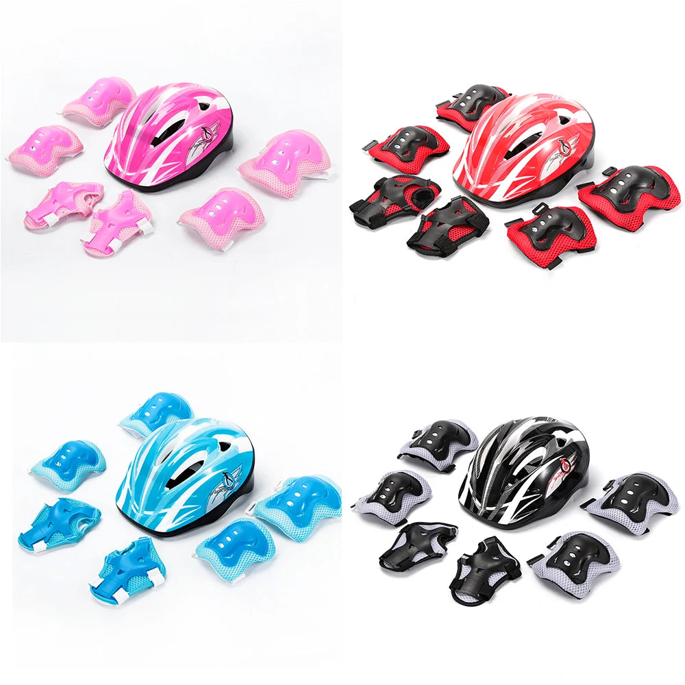 Set de Equipo de Protección para Niños Patinaje Casco Protector Rodilleras Coderas Muñequeras Niño Niña Bicicleta Patineta Esquí Patinete Deportes
