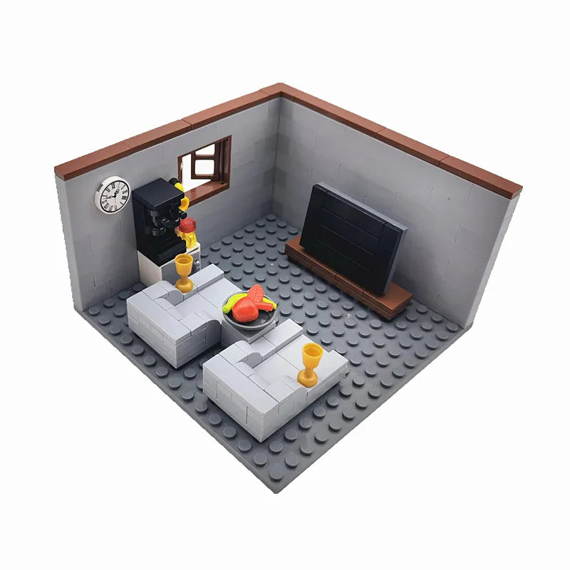 Juguetes de bloques de construcción para niños y niñas, regalos de bricolaje, ladrillos MOC, modelo de muebles para dormitorio y sala de estar