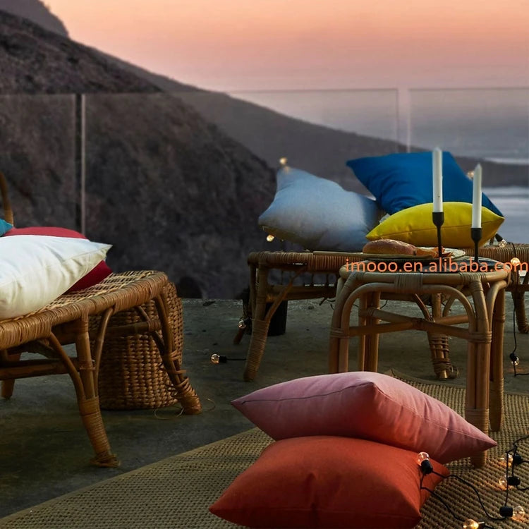 Factory Price Waterproof Pillowcase 50x50cm 45x45cm Solid Color Dyed Polyester Cushion Cover Decorative Camping Sofa Pillow Case