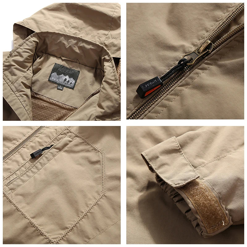 Chaqueta de Senderismo para Hombre, Impermeable con Capucha, Cortavientos, Abrigo de Invierno 2022, Chaqueta Casual, Táctica Militar, Capa, Techwear