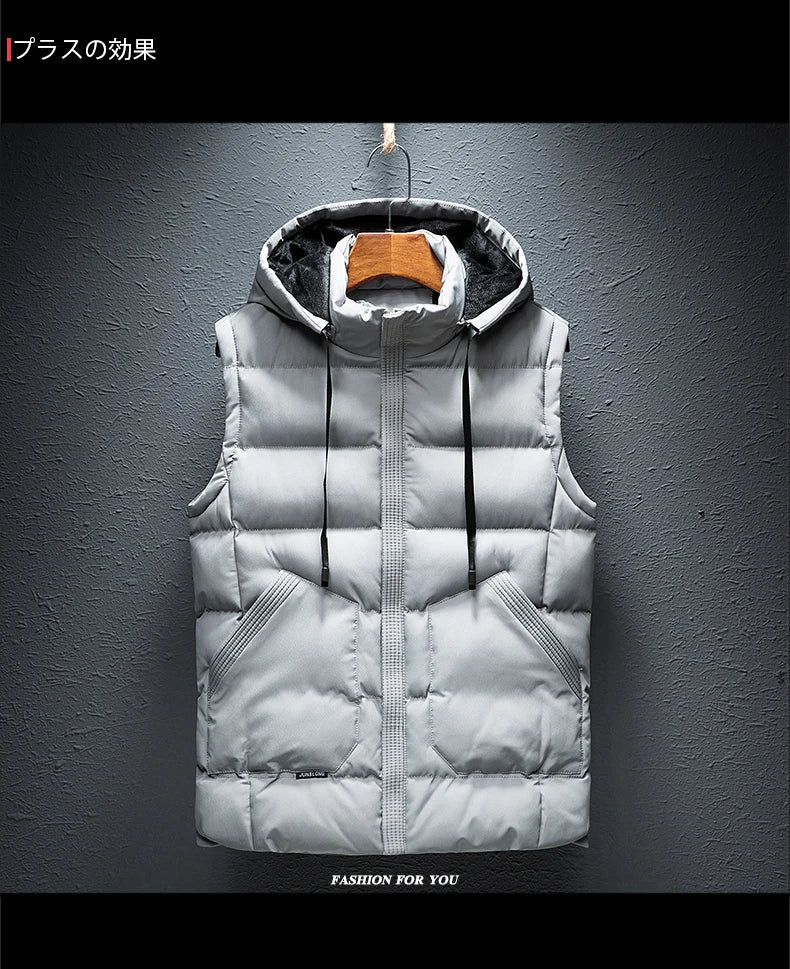 Chalecos con Capucha de Invierno Hombre Abrigos Chaleco Cuello Alto Chalecos Gruesos Ropa Chaqueta de Hombre Chaleco sin Mangas M-6XL Chaleco de Viaje