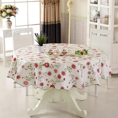 Mantel Redondo Impermeable de PVC, Estampado Floral, Decoración del Hogar, Mantel Antimanchas, Cubremesa de Comedor, Venta al por Mayor