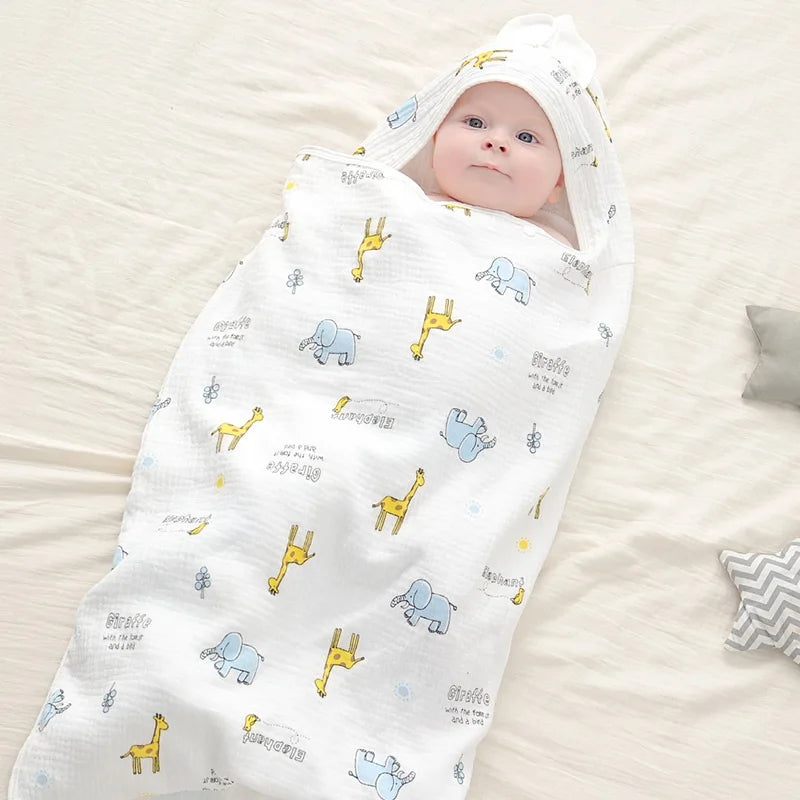 Newborn Baby Boy Girl Bathrobe Towel 100% Cotton Infant Toddler Child Cartoon Hooded Bathrobe Cloak Baby Blanket