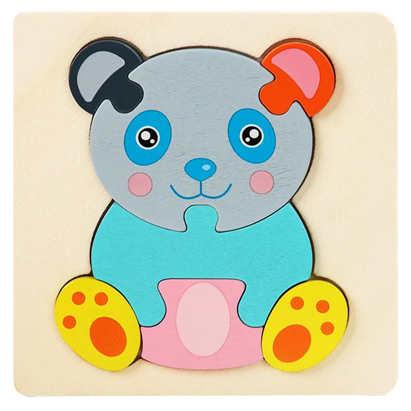Juguetes de madera para niños, puzle 3D de madera, puzle de animales de dibujos animados, puzle cognitivo, juguetes educativos de aprendizaje temprano para regalo de niños