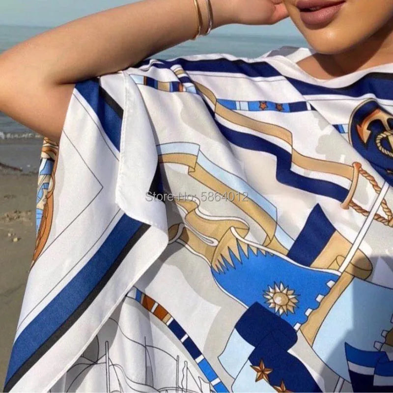 Vestidos Estampados Para Mujer 2021 Diseño de Moda Vestido Suelto Manga Murciélago Maxi Largo Vestidos de Fiesta Verano Otoño Elegante