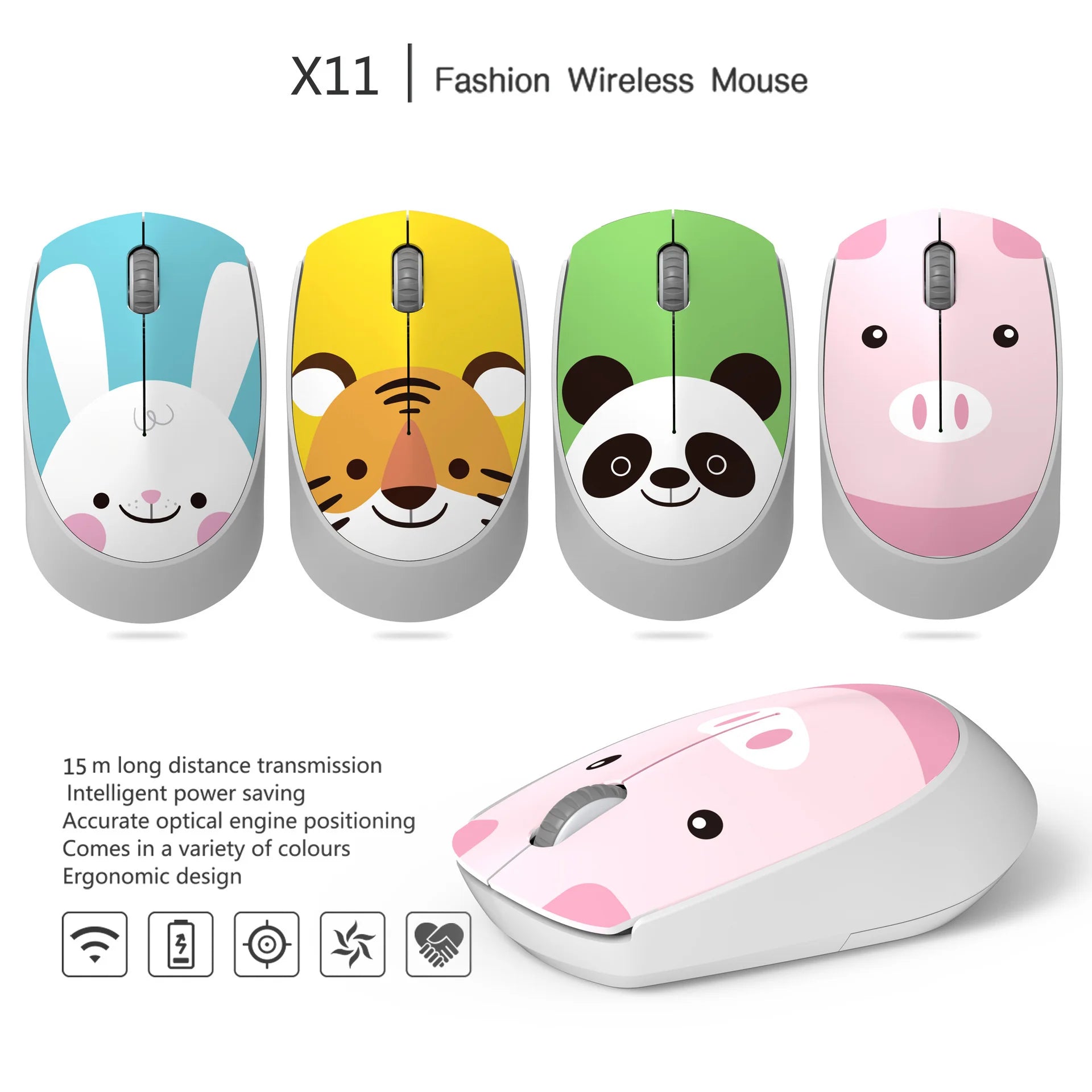 Lindo ratón rosa inalámbrico 2.4G USB mini recargable ergonómico regalo Mause, ratones ópticos silenciosos de dibujos animados para ordenador para niños