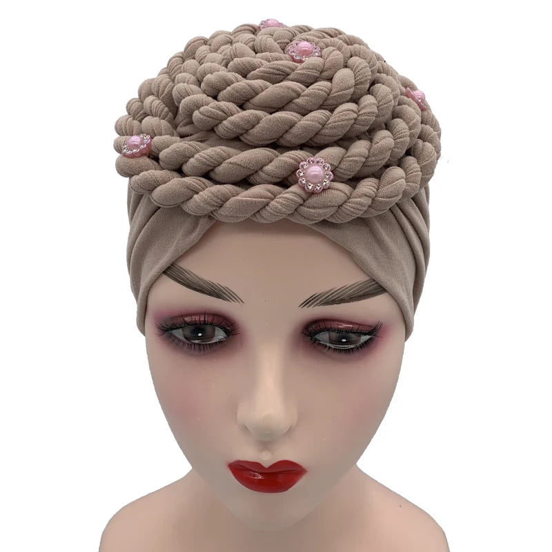 Diamantfletter Turbanhatt for kvinner Muslimsk hodeskjerf Panser Kvinnelig Inner Hijab Arabisk Hodeplagg Afrikansk Hodebånd Caps