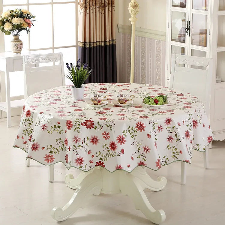 Mantel Redondo Impermeable de PVC, Estampado Floral, Decoración del Hogar, Mantel Antimanchas, Cubremesa de Comedor, Venta al por Mayor