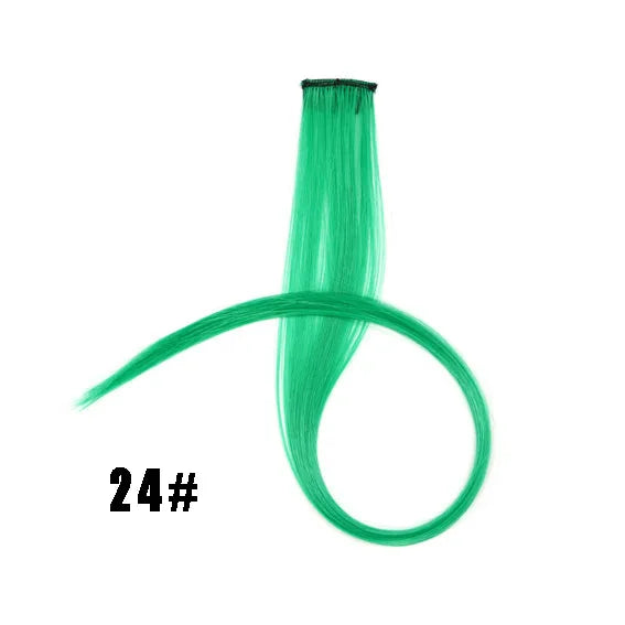 Extensiones de cabello sintético liso de 55,8 cm de largo, 37 colores, ignífugas, de clip, de una sola pieza