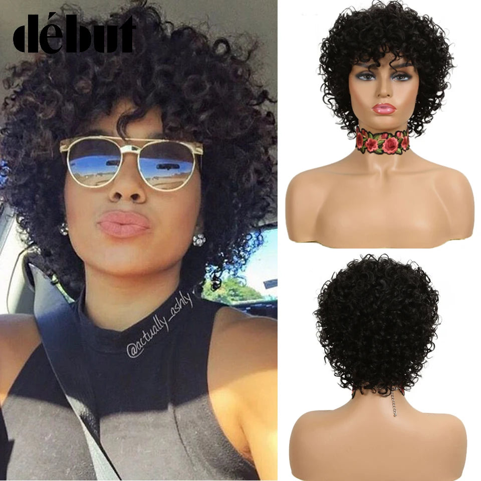 Pelucas baratas de cabello humano rojo para mujeres negras, Pelucas rizadas cortas Bob brasileñas Ombre marrones 99J, Pelucas Remy de cabello humano hechas a máquina