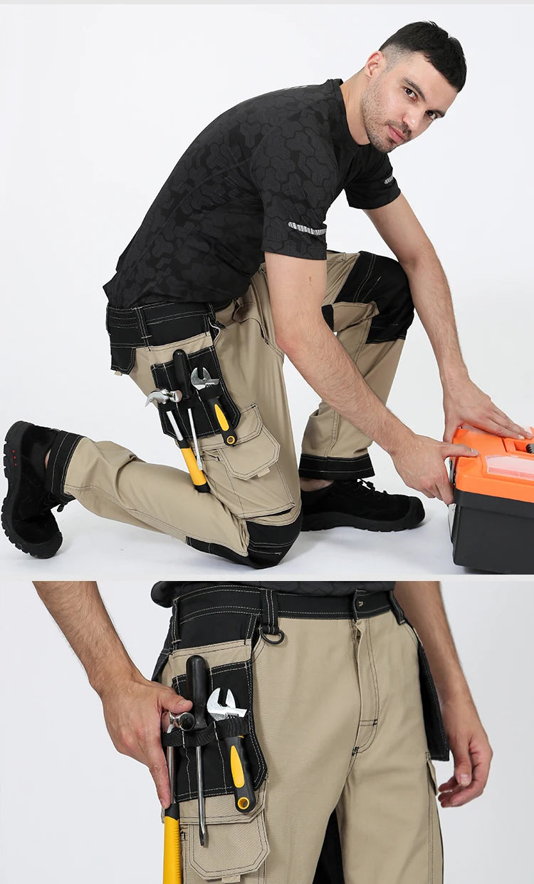 Pantalones de trabajo multifuncionales para hombre Pantalones de trabajo con cintas reflectantes