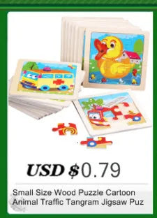 Juguetes de madera para niños, puzle 3D de madera, puzle de animales de dibujos animados, puzle cognitivo, juguetes educativos de aprendizaje temprano para regalo de niños