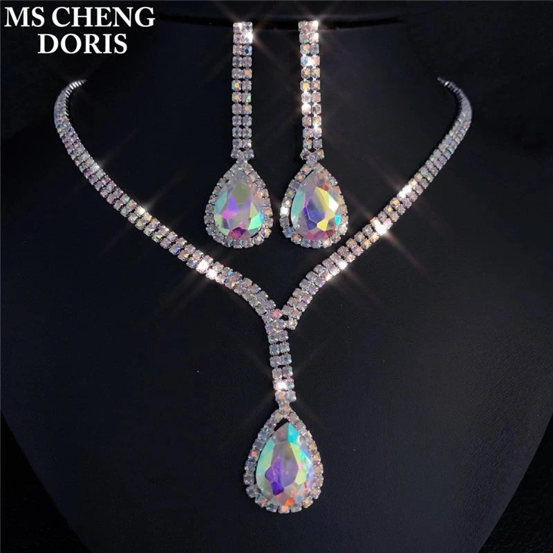 Juego de joyas de cristal con diamantes de imitación – Lujoso, brillante y perfecto para novias