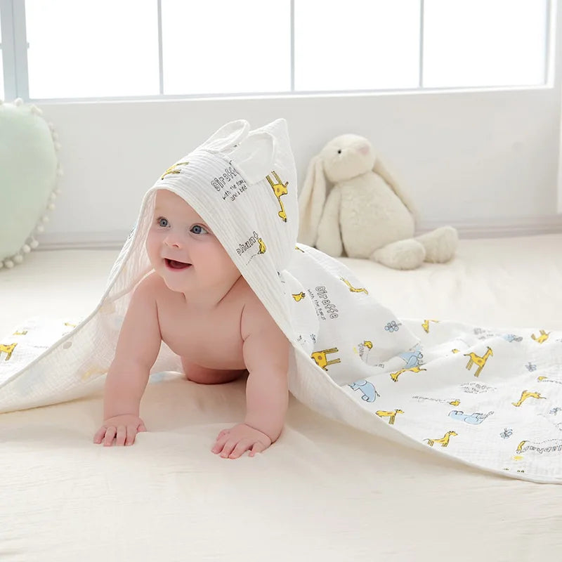 Newborn Baby Boy Girl Bathrobe Towel 100% Cotton Infant Toddler Child Cartoon Hooded Bathrobe Cloak Baby Blanket