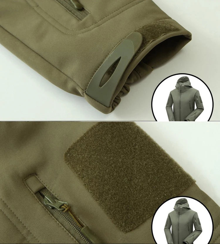 Chaquetas impermeables de lana SoftShell para hombre, otoño e invierno, con capucha, para pesca, senderismo, camping, escalada, esquí, pantalones
