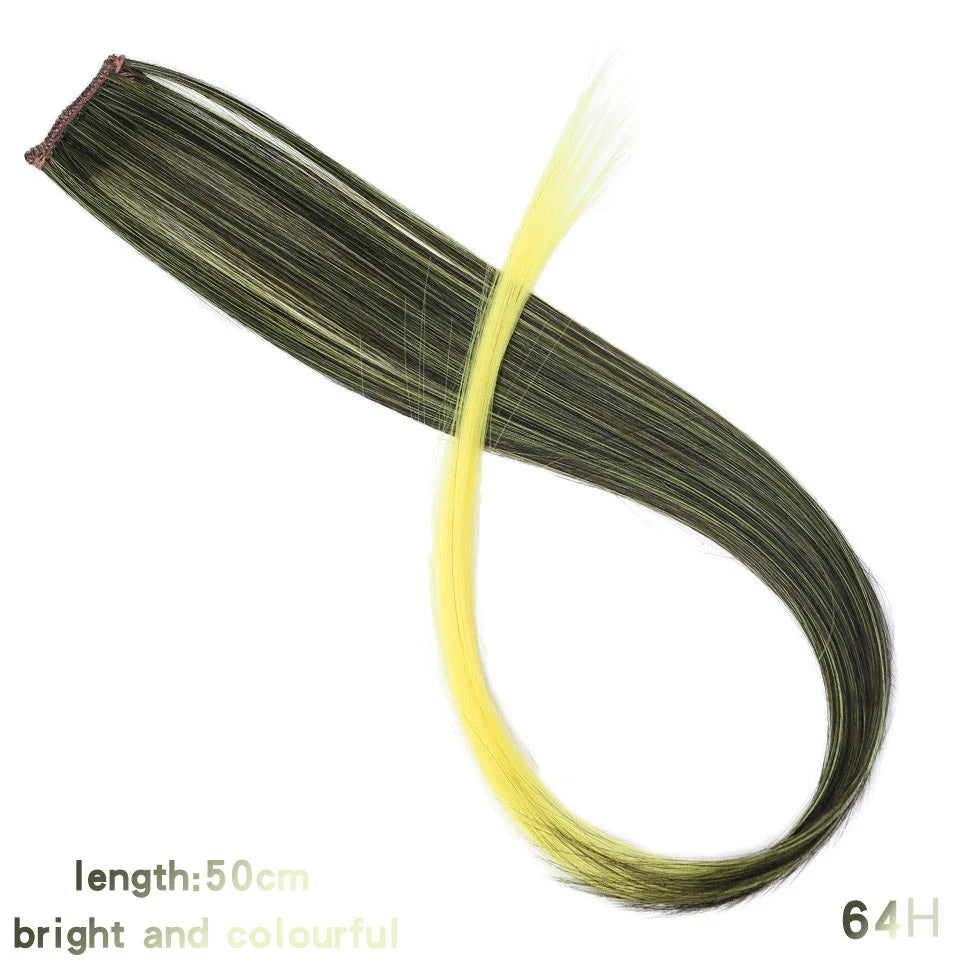 Extension capillaire synthétique Lupu, mèches arc-en-ciel, une seule pièce, épingle à cheveux, cheveux longs et raides, pour faux cheveux