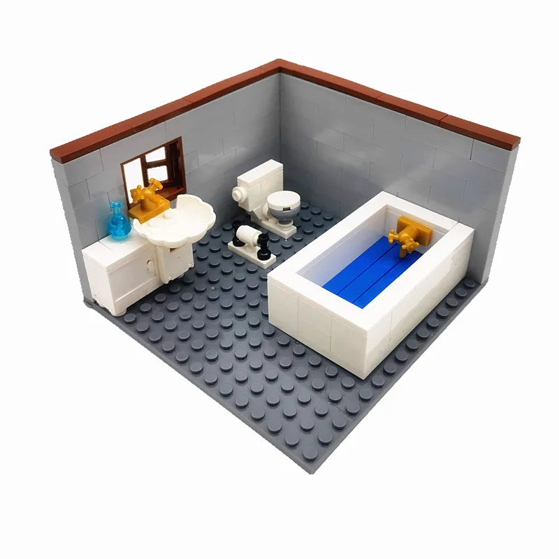 Juguetes de bloques de construcción para niños y niñas, regalos de bricolaje, ladrillos MOC, modelo de muebles para dormitorio y sala de estar