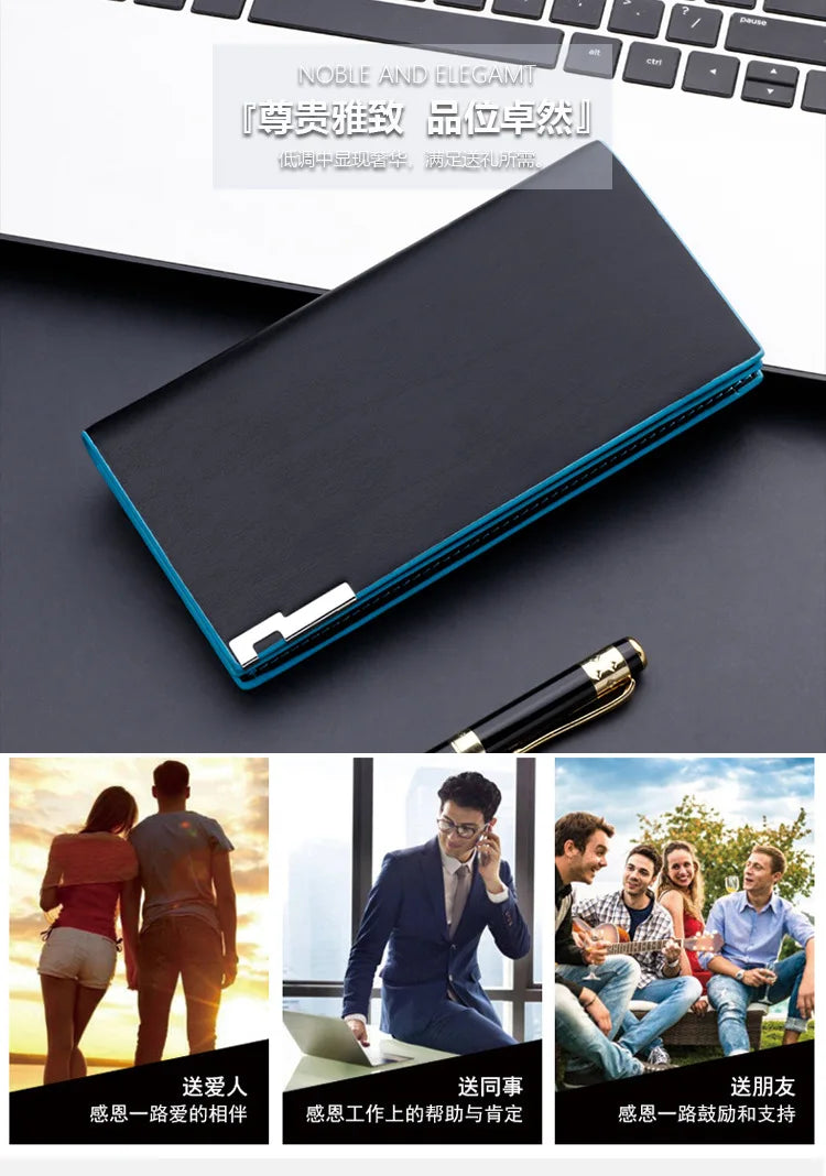 Cartera de hombre Casual Delgado de cuero suave Bolso de mano masculino Monedero pequeño Cartera delgada Monedero Cartera masculina Cuero 2021