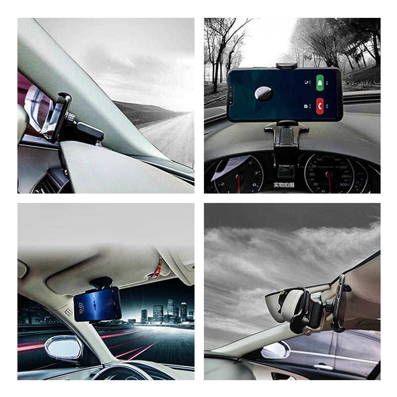 Soporte de teléfono para coche en salpicadero ABS, soporte de teléfono móvil para parasol, soporte de teléfono para espejo retrovisor de coche, accesorios de rotación de 360 grados
