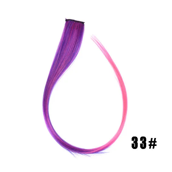 Extensiones de cabello sintético liso de 55,8 cm de largo, 37 colores, ignífugas, de clip, de una sola pieza