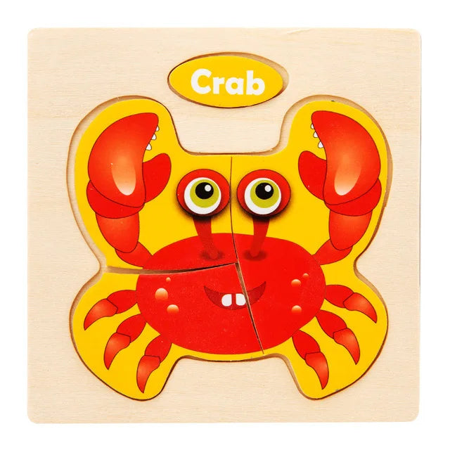 Juguetes de madera para niños, puzle 3D de madera, puzle de animales de dibujos animados, puzle cognitivo, juguetes educativos de aprendizaje temprano para regalo de niños