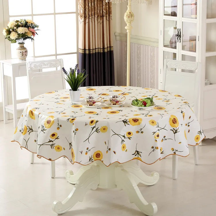 Mantel Redondo Impermeable de PVC, Estampado Floral, Decoración del Hogar, Mantel Antimanchas, Cubremesa de Comedor, Venta al por Mayor