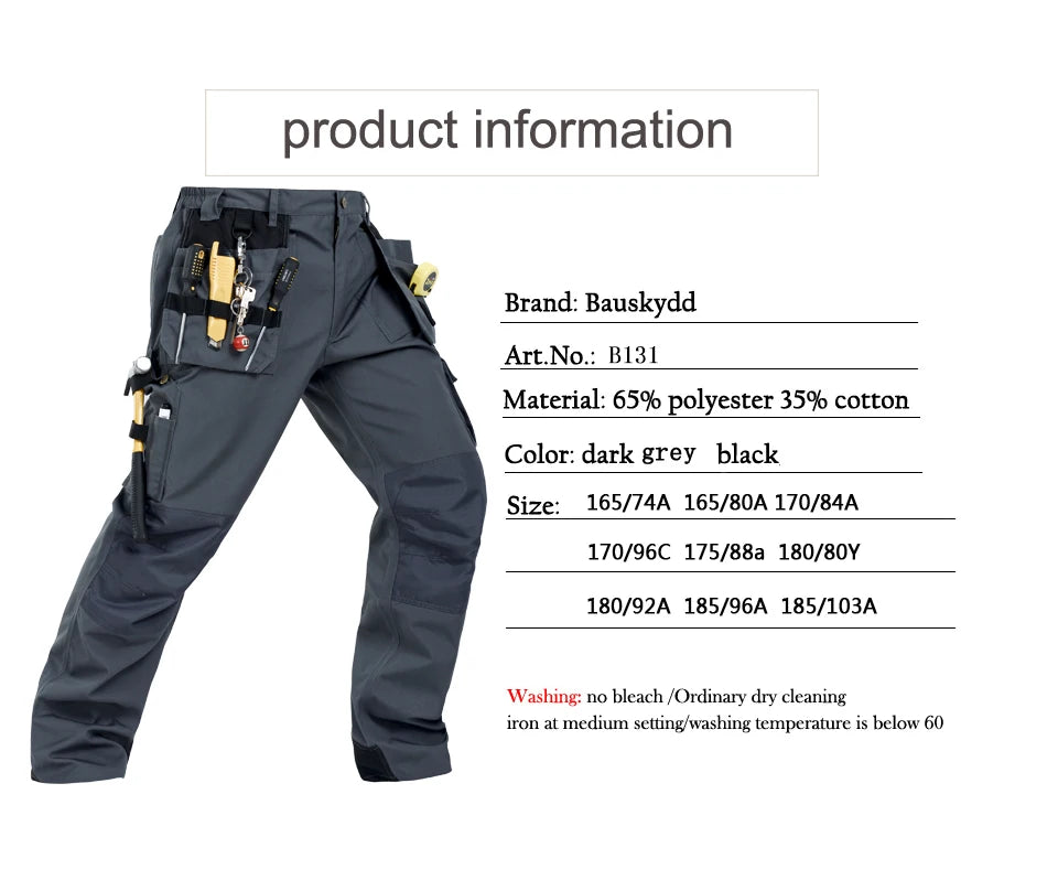 Pantalones de trabajo de hombre Craftsman, nuevos, de alta calidad, con múltiples bolsillos, pantalones de trabajo, ropa de trabajo de mecánico