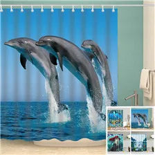 Cortinas de ducha lavables, diseño de playa, 120x180, paisaje digital 3D, estampado, impermeable, para baño, tela de poliéster
