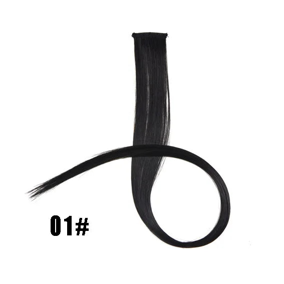 Extensiones de cabello sintético liso de 55,8 cm de largo, 37 colores, ignífugas, de clip, de una sola pieza