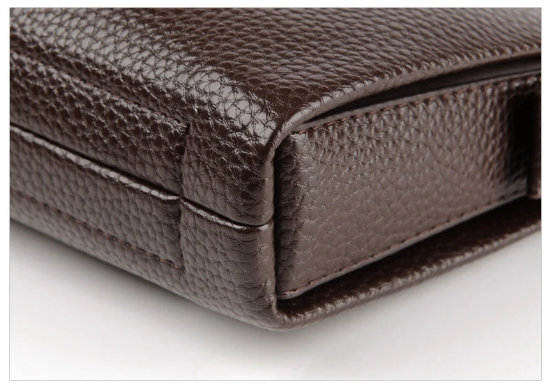 Luksusmerke Herrelommebok Skinn Lang Lommebok PU-skinn Lommebok Herre Dobbel Glidelås Myntlomme Pung Forretnings Clutch Telefonveske